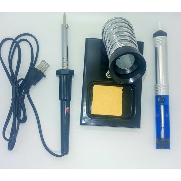 SOLDERING Set Iron 40W With Stand Holder And Desoldering Tool 110V-120V - Picture 1 of 9